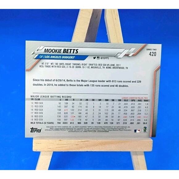 2020 Topps Series Two - Mookie Betts #420 Batting LA Dodgers - Picture 5 of 5